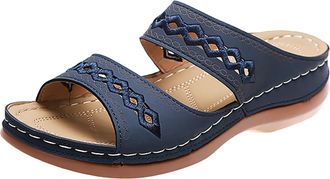 Generic IWIHMIV Womens Orthopedic Sandals Wedge Sandals for Women Comfortable Summer Platform Sandals Slip on Walking Beach Wedges Shoes, Blue, 7.5 US