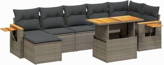 vidaXL Vidaxl - Set De Sof&aacute;s De Jard&iacute;n 8 Pzas Y Cojines Rat&aacute;n Sint&eacute;tico Gris