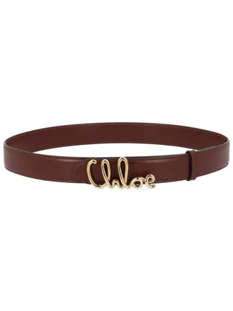 Chlo&eacute; Brown Logo Buckle Belt
