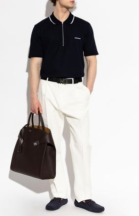 Ferragamo Pleated Trousers, Mens, Cream
