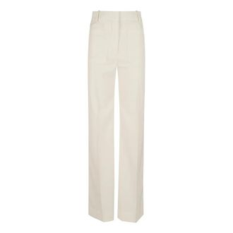 Victoria Beckham Alina Broek - Dames - Wijde Broeken - Beige - 3XS - Leer - Broeken