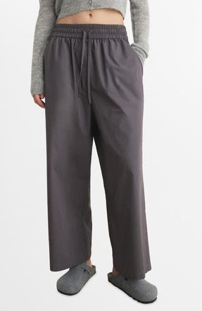 Mango Cotton Crop Pants in Charcoal at Nordstrom, Size Medium