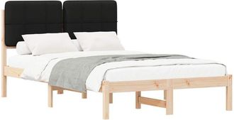 vidaXL Estructura De Cama Con Cabecera Tapizada Negro 120 X 190 Cm Vidaxl