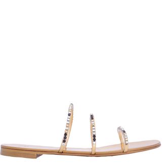Giuseppe Zanotti Ladies Gold Dark Colorful Rhinestone-Embellished Sandals