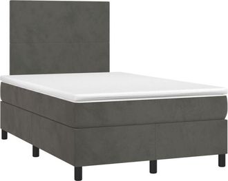 vidaXL Vidaxl - Cama Box Spring Colch&oacute;n Y Led Terciopelo Gris Oscuro 120x200 Cm