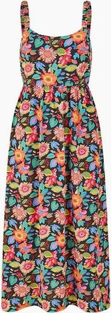 Yumi Womens Retro Square Neck Midi A-Line Dress - Multi - Size: 10