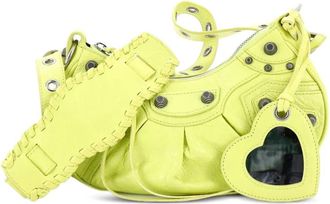 Balenciaga Borsa a spalla Le Cagole XS in pelle con borchie - Giallo