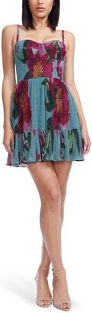 Dress The Population Marlow Metallic Floral Cocktail Minidress in Turquoise Multi at Nordstrom Rack, Size X-Small