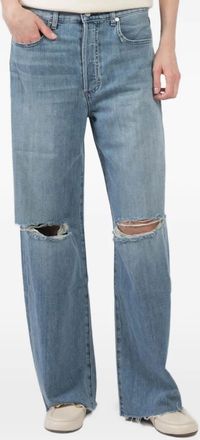 LE JEAN distressed detail denim jeans - Blauw