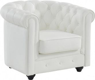 Vente-Unique Sill&oacute;n de piel de b&uacute;falo CHESTERFIELD - Blanco