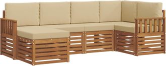 vidaXL Conjunto De Sof&aacute;s De Exterior 6 Uds. Natural Y Beige Poli&eacute;ster Vidaxl