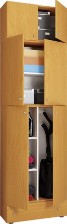 ebuy24 Vcm Gabinete De Escoba De Madera 6 Compartimentos Dimensiones: Al. 240 X An. 70 X T. 39 Cm Gabinete Para El Hogar Armario Multiusos Adjunto Con 2 Puer