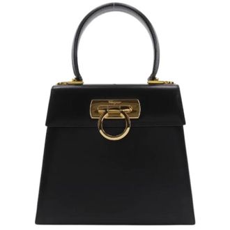 Ferragamo Pre-owned Gancini Calf Handbag - Dames - Pre-owned - Zwart - Maat: ONE Size Leer