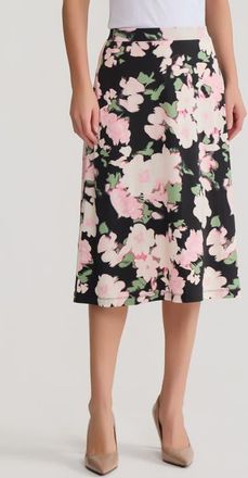 Kasper Floral Print Everyday Knit Skirt in Black Multi at Nordstrom, Size X-Small