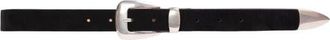 Black Suede Studio Tetra Belt in Black Suede /Silver at Nordstrom, Size Medium