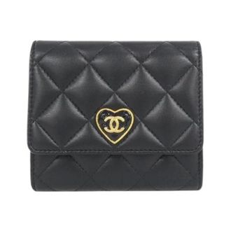 Chanel Tweedehands leren portemonnees - Dames - Pre-owned - Zwart - Maat: ONE Size Leer