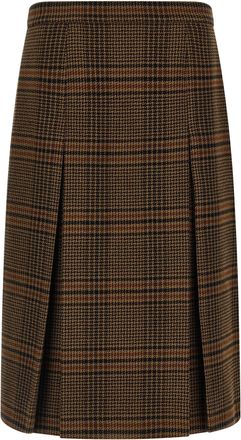 Saint Laurent Prince Of Wales Skirt Gonne Marrone-Donna