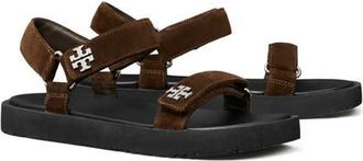 Tory Burch Kira Ankle Strap Sandal in Dark Cocoa /Perfect Black at Nordstrom, Size 10.5