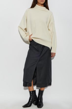 R&oacute;he Wool Skirt With A Slit, Womens, Grey