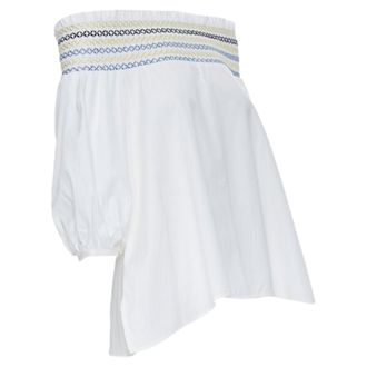 Peter Pilotto white cotton ethnic embroidery off shoulder puff sleeve top UK6