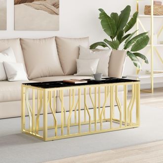 vidaXL Vidaxl - Mesa De Centro De Acero Inoxidable Y Vidrio Dorada 110x45x45 Cm
