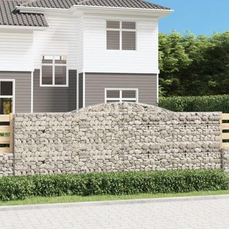Berkfield Home Arched Gabion Baskets 2 pcs 400x50x140/160 cm Galvanised Iron in Silver