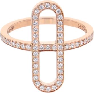 Herm&egrave;s Chaine Dancre Pink Gold (18K) Band Ring (Pre-Owned)