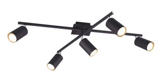 Trio Plafoniera Soffitto 2 Barre Orientabili 5 Spots Faretti Nero Marley Gd