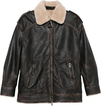 Eraldo Shearling-collar Leather Jacket