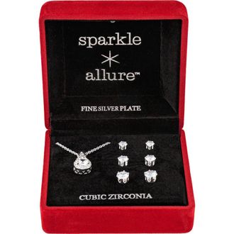 Danecraft Cubic Zirconia Pendant Necklace & Stud Earrings Set in Silver at Nordstrom Rack