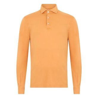 Fedeli Polo Shirts, male, Orange, Size: 2XL Long Sleeved Polo