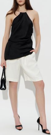 Victoria Beckham Satin Top With Draping, Womens, Black