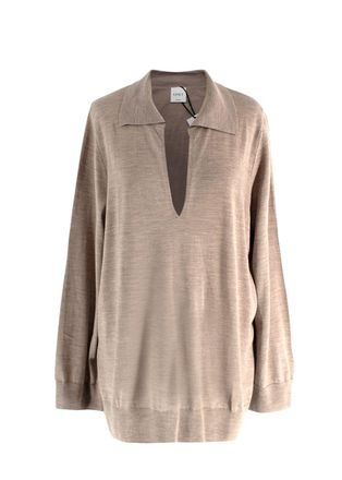 Leset Sand Brown James V Neck Polo Shirt Size M