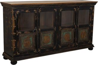 Wanderlust Deco Aparador de madera, cristal y metal marr&oacute;n 170x40x90 cm