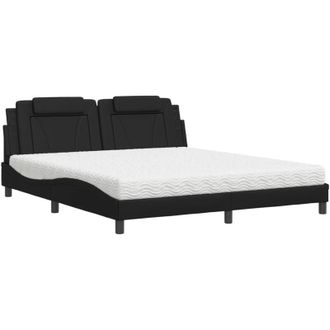 vidaXL Cama Con Colch&oacute;n Cuero Sint&eacute;tico Negro 180x200 Cm Vidaxl