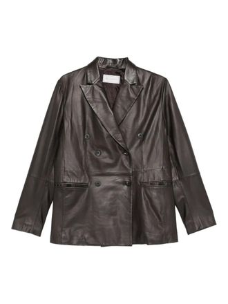 Antonelli double-breasted leather blazer - women - Lambskin/Cupro/Elastane - 44 - Brown
