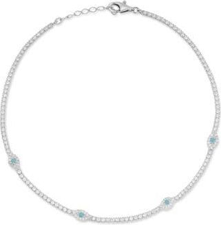 Sphera Milano Evil Eye Tennis Anklet in Silver at Nordstrom Rack