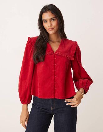 Nobody's Child Eloise - Blusa rossa stile grembiule con colletto-Rosso