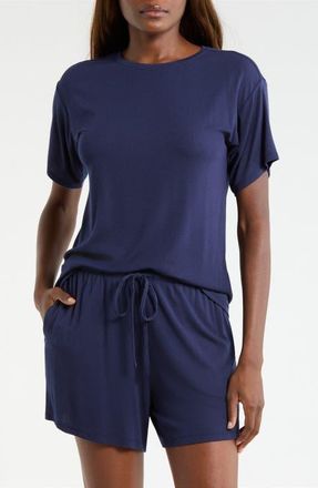 Nordstrom Moonlight Eco Easy Rib Short Pajamas in Navy Peacoat at Nordstrom, Size X-Large