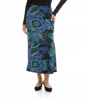 Karen Kane Sutton Side-Slit Midi Skirt In Multi Print