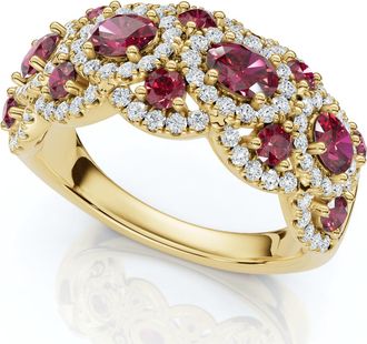 Pompeii3 1Ct Wavy Ruby & Diamond Ring 14k Gold Lab Grown