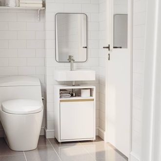 SoBuy Under Sink Bathroom Cabinet - Push-Pull Door in White