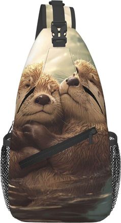 Generic Cute Otters Chest Bag Trendy Crossbody Bag Adjustable Crossbody Bags For Camping Casual Women