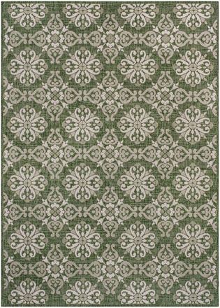 Jonathan Y Designs Amora Traditional Mediterranean Tile Design Indoor/Outdoor Area Rug in Green/cream at Nordstrom, Size 3Ft 0In X 5Ft 0In