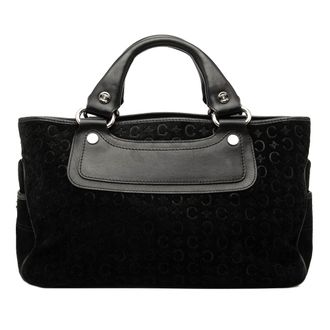Celine Pre-owned Womens C Macadam Suede Boogie Handbag - Black Leather - One Size