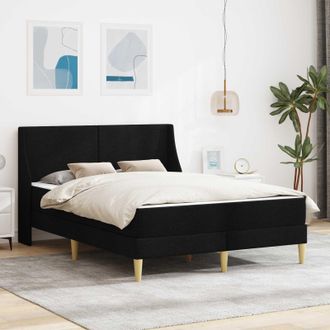 vidaXL Vidaxl Struttura Letto Con Materasso Nero 160 X 200 Cm Poliestere