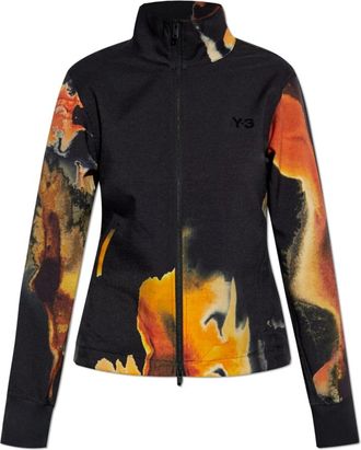 Yohji Yamamoto Sweatshirt met print - Dames - Vesten met rits - Zwart - XS - Polyester - Hoodies & sweatvesten
