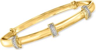 Ross-Simons Diamond Station Bangle Bracelet in 18kt Gold Over Sterling