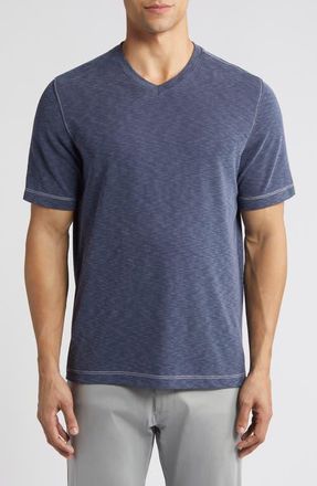 Johnston & Murphy Vintage Slub V-Neck T-Shirt in Navy at Nordstrom, Size Medium R