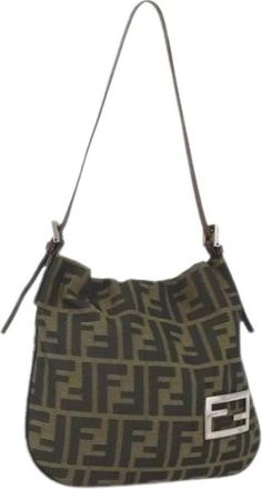 Fendi Pre-owned Shoulder Bags, female, Brown, Size: ONE SIZE Pre-owned Canvas Shoulder Bag